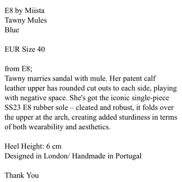 E8 by Miista Tawny Blue Mules Size EU 40 or US 9.5 NWT - Picture 3 of 14